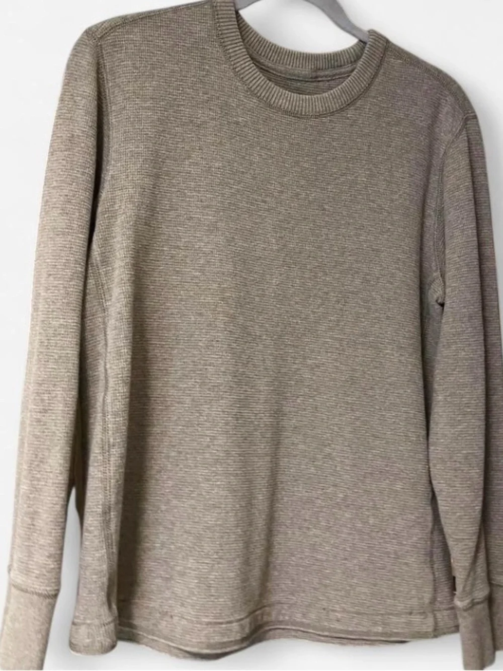 Eddie Bauer 100% Cotton Neutral Taupe Knit Crewneck Sweater Women’s Size Small